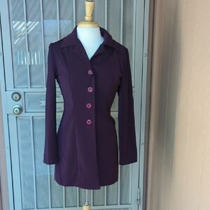 Women's Purple Button-Front Mini Dress Coat